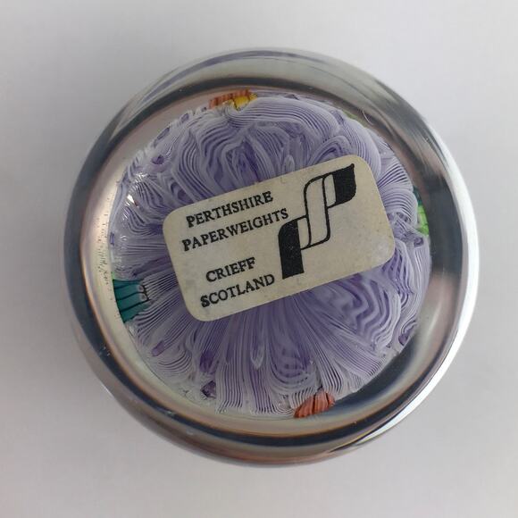 Perthshire PP47 1985 Millefiori Picture Cane Cat Bird Amethyst Paperweight Cert - Picture 4 of 16